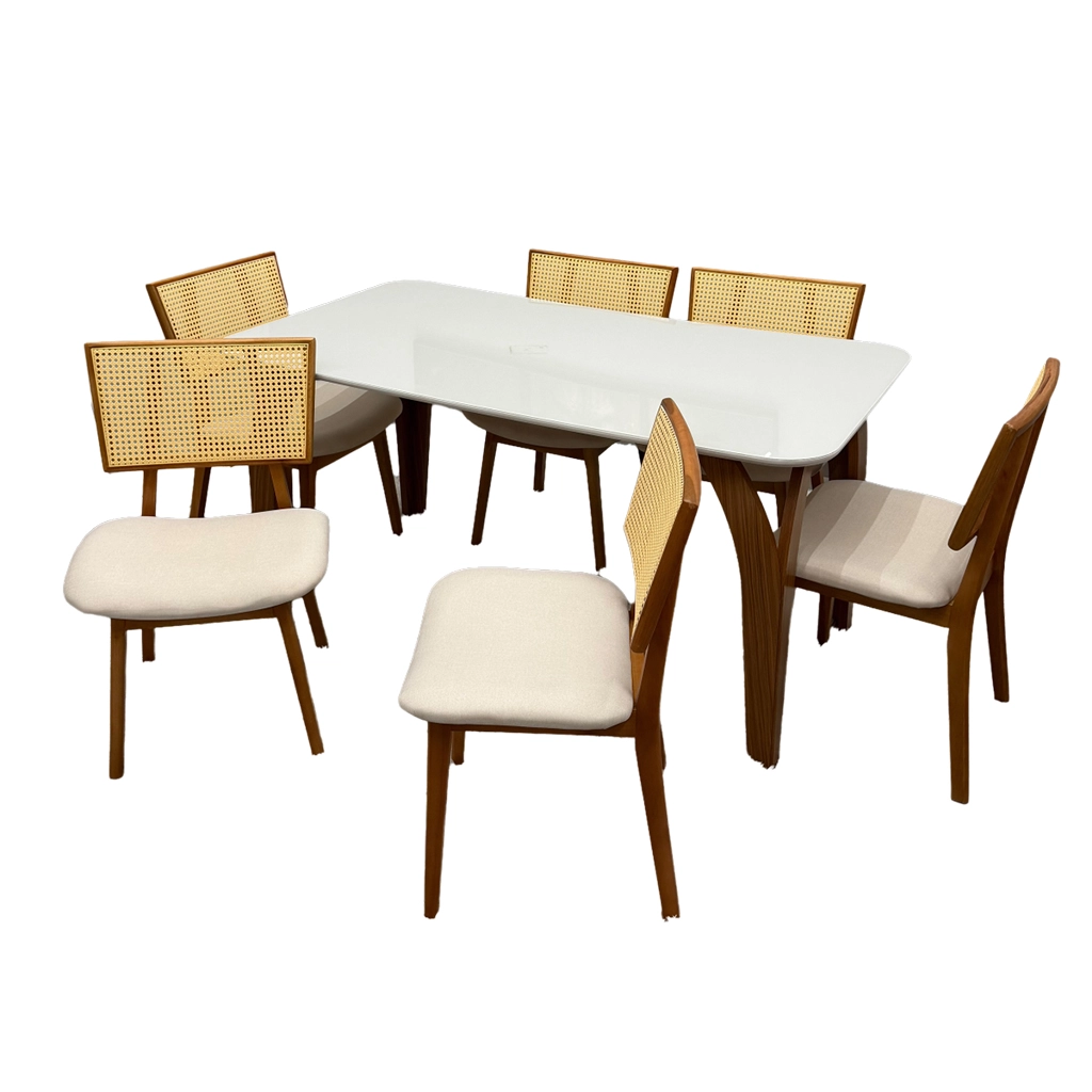 Mesa de Jantar Agata 180x90cm com Vidro e 6 Cadeiras Diamante - Image 3