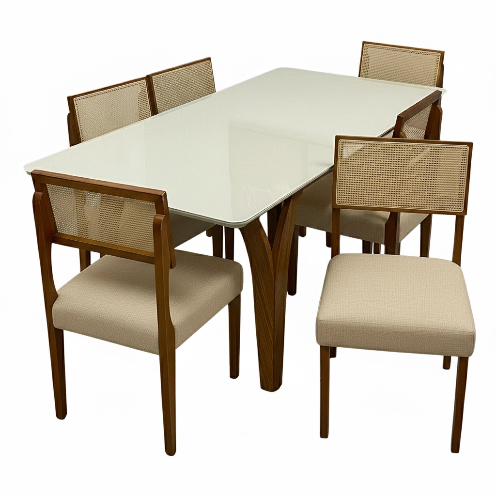 Mesa de Jantar Agata 180x90cm com Vidro e 6 Cadeiras Grecia - Image 3