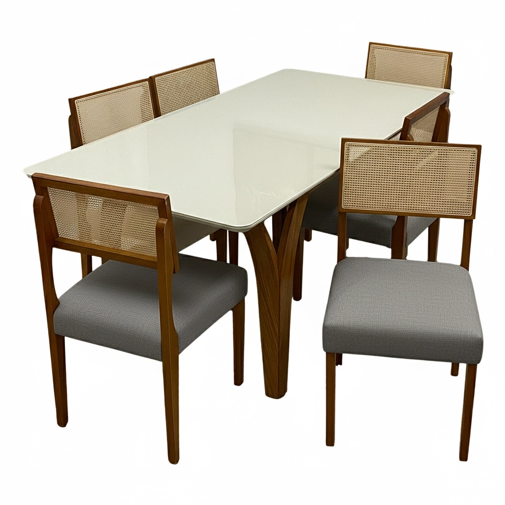 Mesa de Jantar Agata 180x90cm com Vidro e 6 Cadeiras Grecia - Image 2