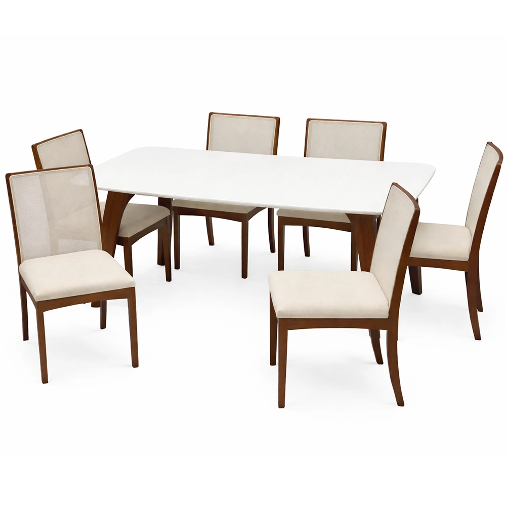 Mesa de Jantar Agata 180x90cm com Vidro e 6 Cadeiras Lara Kappesberg - Image 3