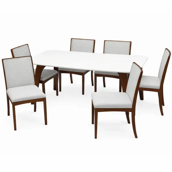 Mesa de Jantar Agata 180x90cm com Vidro e 6 Cadeiras Lara Kappesberg - Image 2