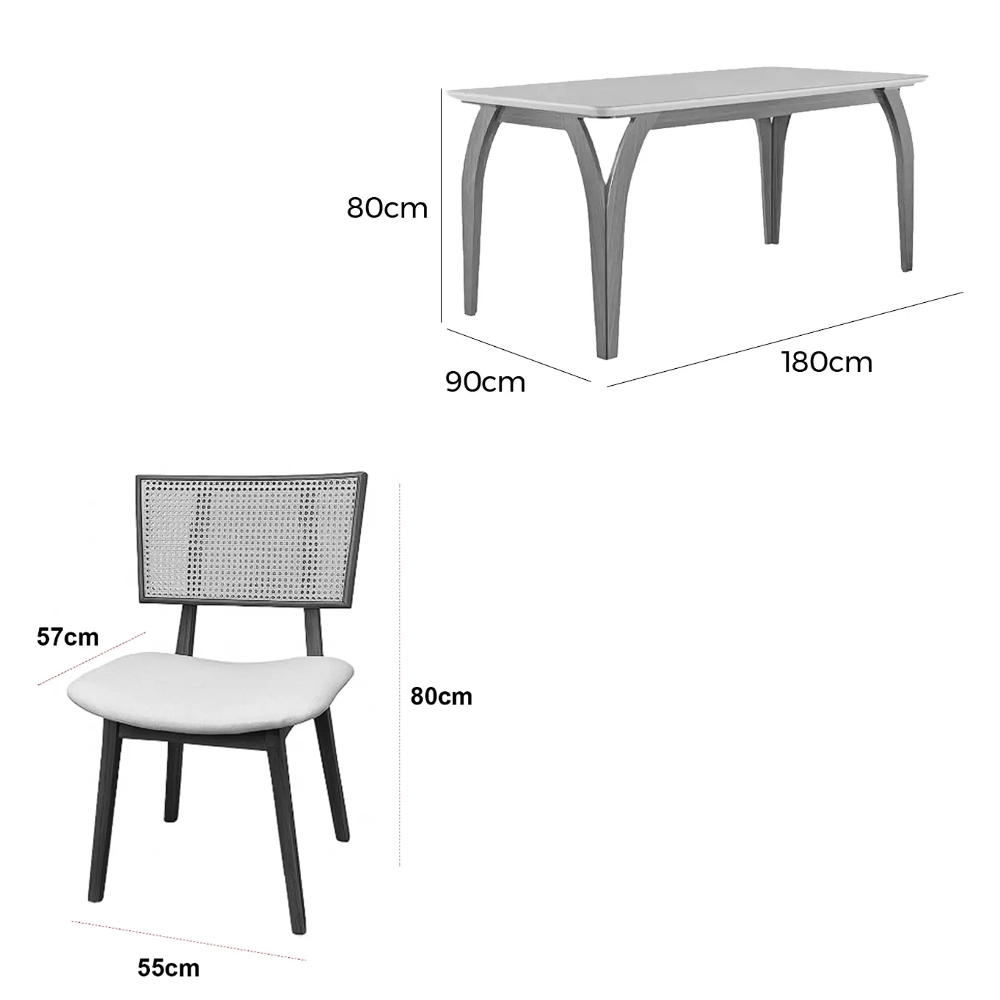 Mesa de Jantar Agata 180x90cm com Vidro e 6 Cadeiras Livia - Image 3