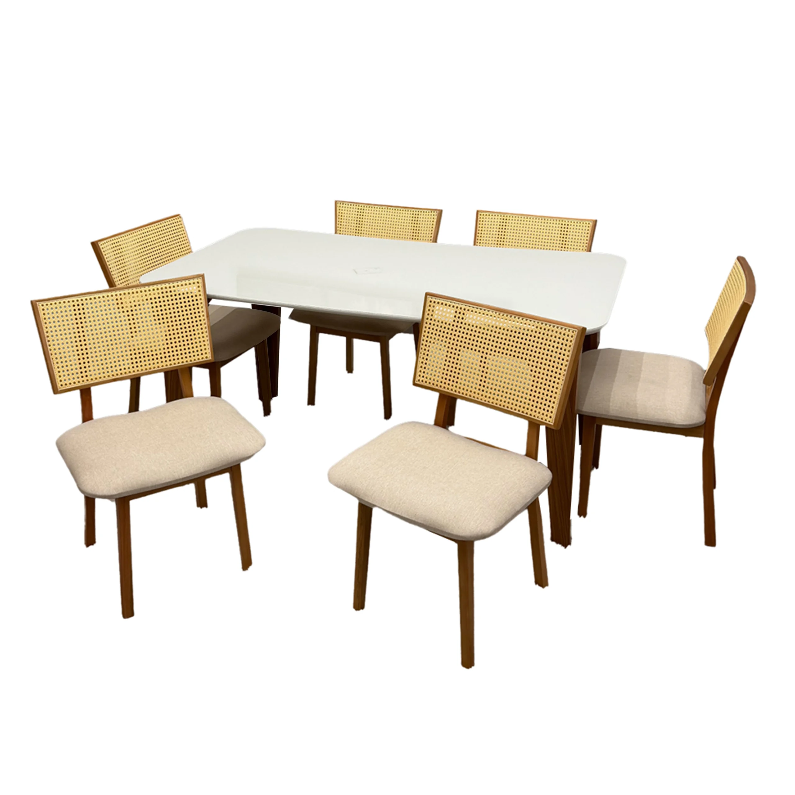 Mesa de Jantar Agata 180x90cm com Vidro e 6 Cadeiras Livia - Image 2