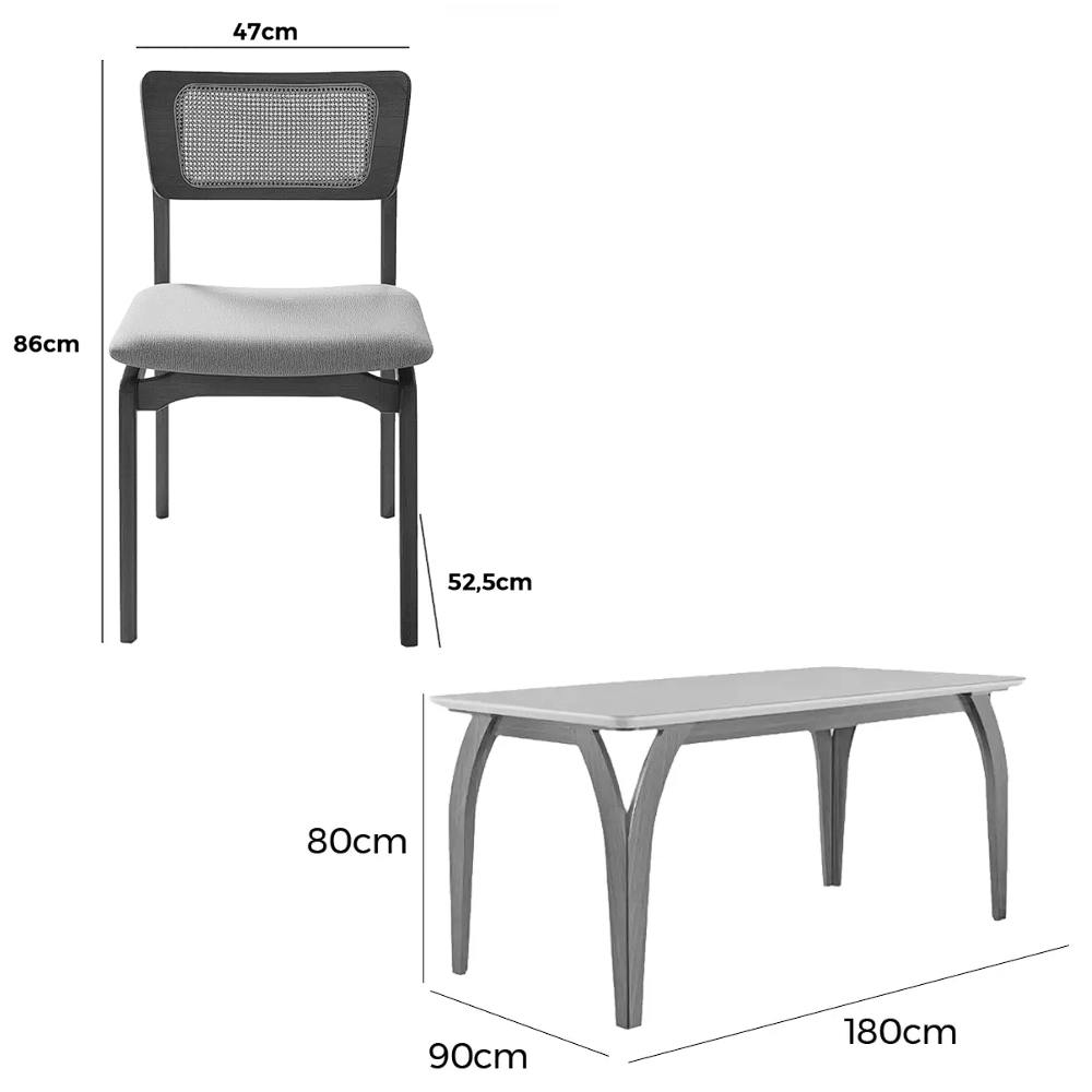 Mesa de Jantar Agata 180x90cm com Vidro e 6 Cadeiras New Viena - Image 3