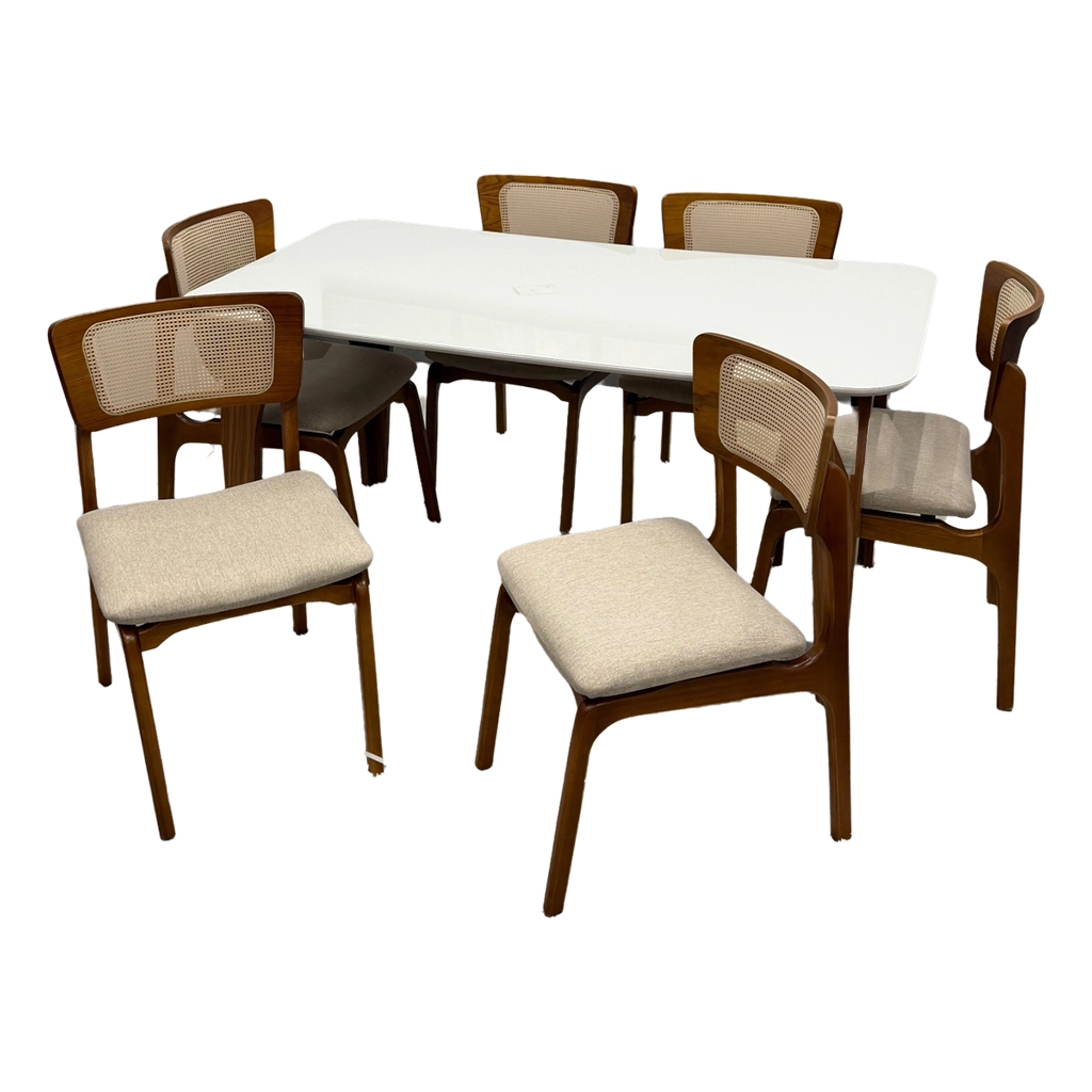 Mesa de Jantar Agata 180x90cm com Vidro e 6 Cadeiras New Viena - Image 2
