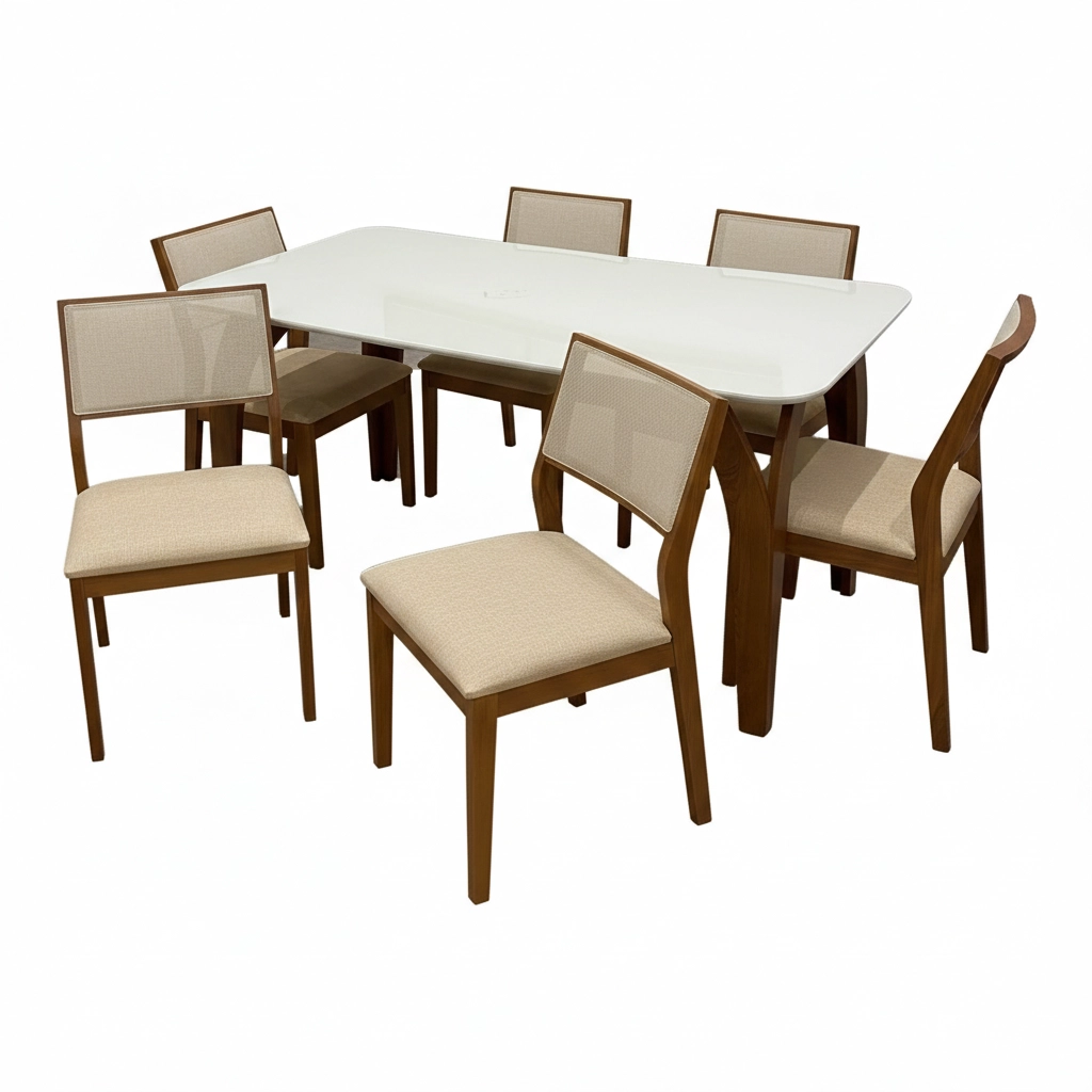 Mesa de Jantar Agata 180x90cm com Vidro e 6 Cadeiras Oiti - Image 2
