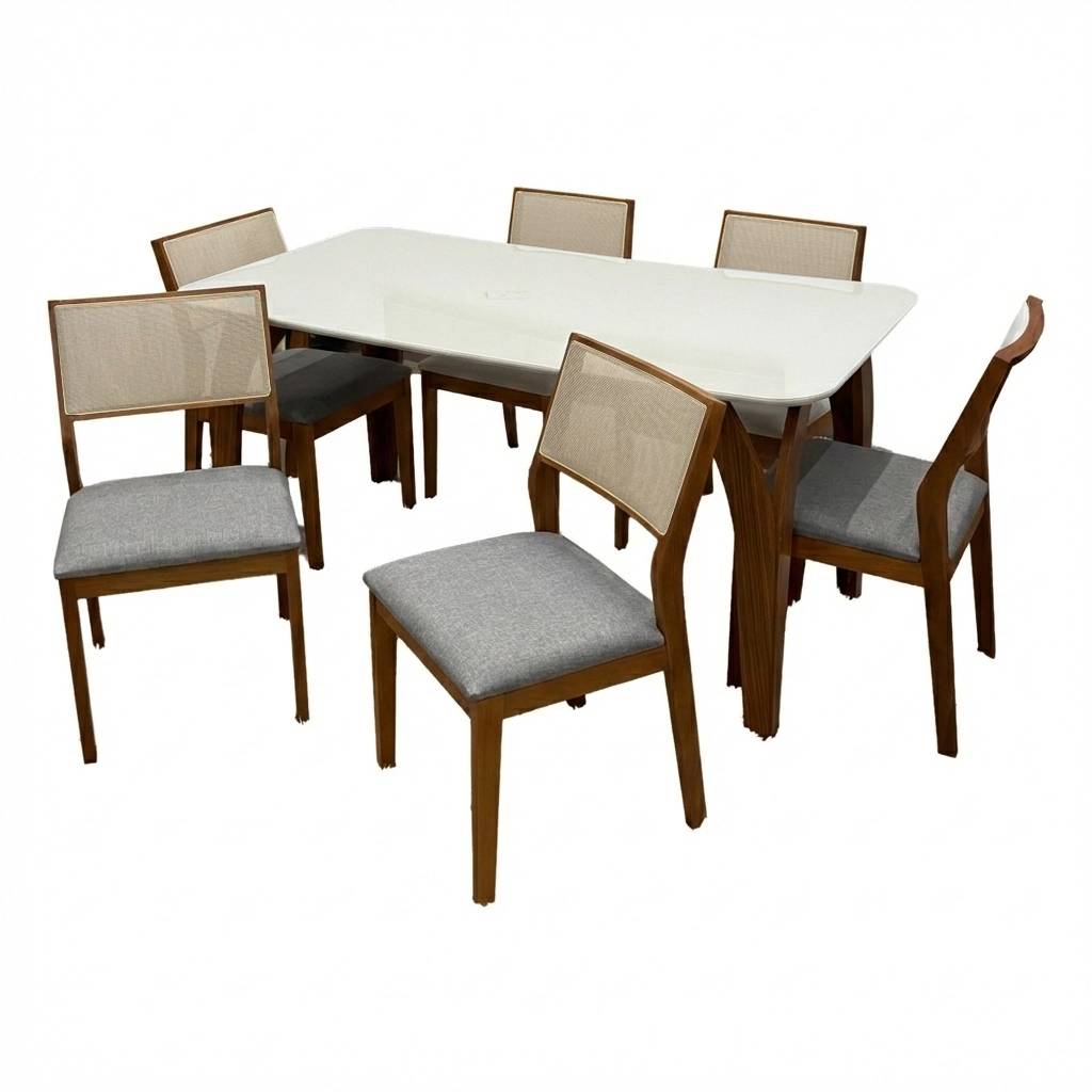 Mesa de Jantar Agata 180x90cm com Vidro e 6 Cadeiras Oiti - Image 3