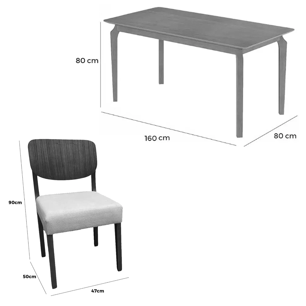 Mesa de Jantar Alegra 160x80cm Sem Vidro e 6 Cadeiras Barcelona - Image 4