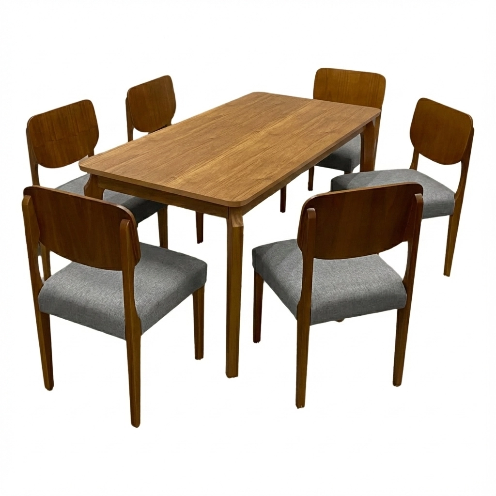 Mesa de Jantar Alegra 160x80cm Sem Vidro e 6 Cadeiras Barcelona - Image 2