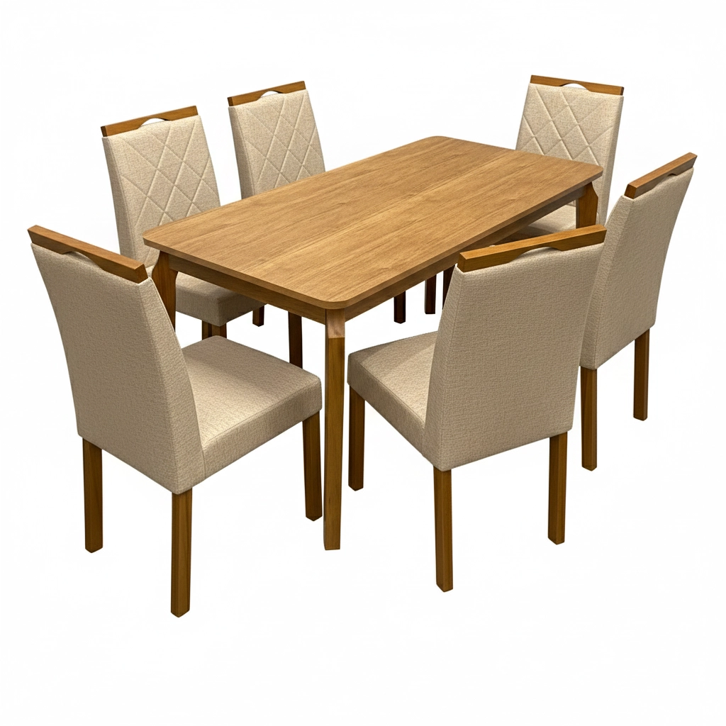 Mesa de Jantar Alegra 160x80cm Sem Vidro e 6 Cadeiras California - Image 3