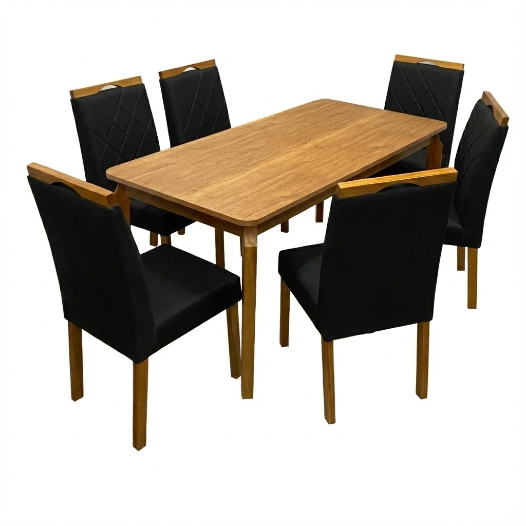 Mesa de Jantar Alegra 160x80cm Sem Vidro e 6 Cadeiras California - Image 4