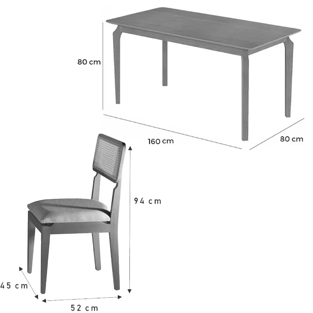 Mesa de Jantar Alegra 160x80cm Sem Vidro e 6 Cadeiras Canada - Image 4