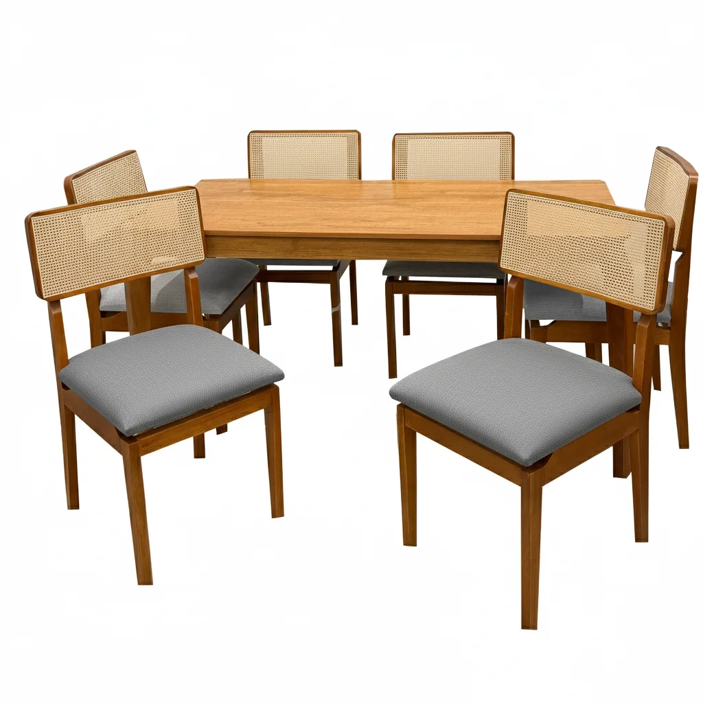 Mesa de Jantar Alegra 160x80cm Sem Vidro e 6 Cadeiras Canada - Image 2
