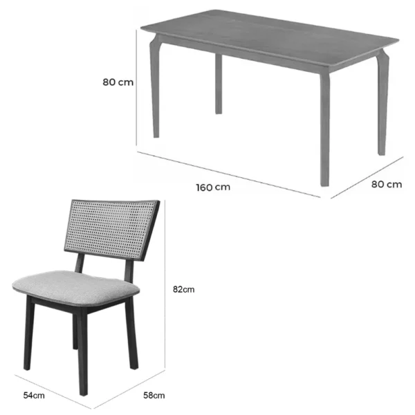 Mesa de Jantar Alegra 160x80cm Sem Vidro e 6 Cadeiras Diamante - Image 3