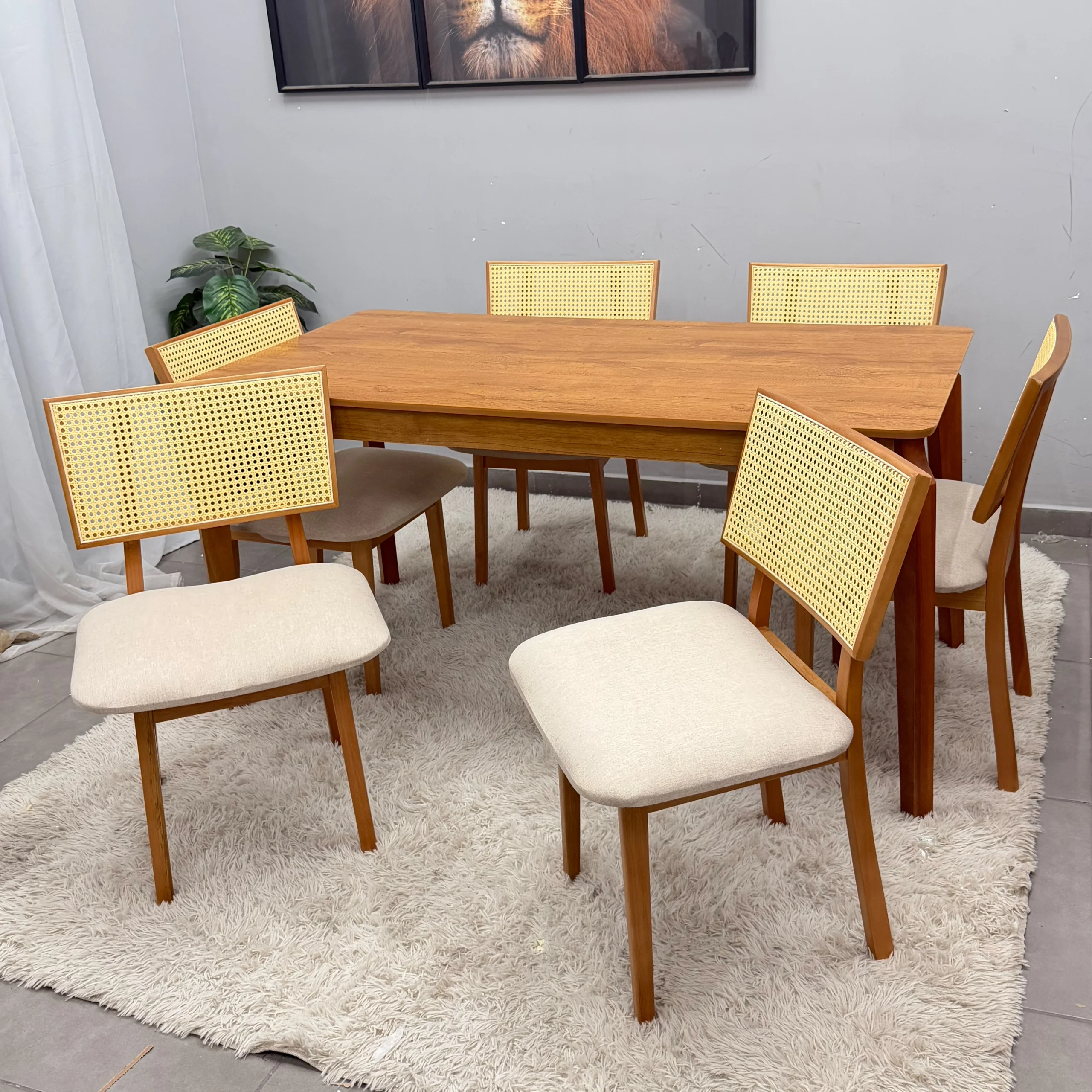Mesa de Jantar Alegra 160x80cm Sem Vidro e 6 Cadeiras Diamante