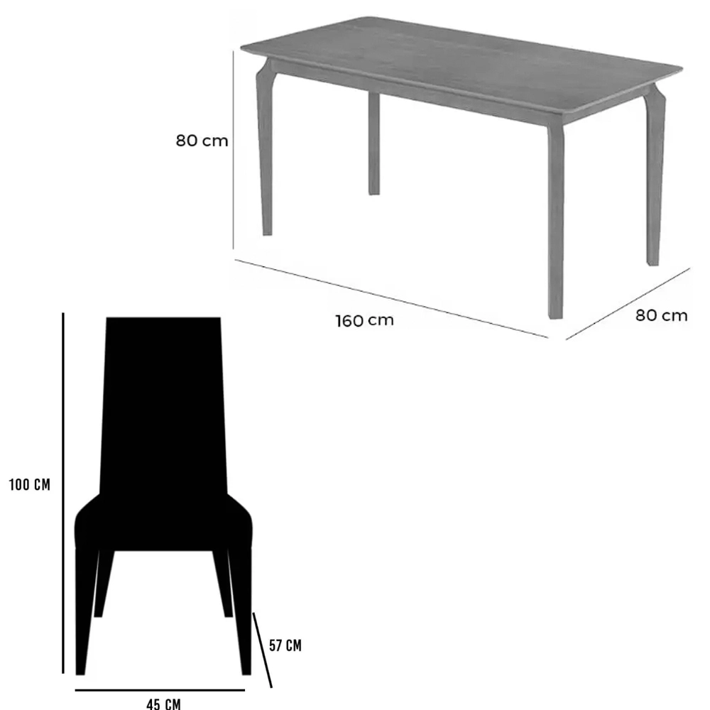 Mesa de Jantar Alegra 160x80cm Sem Vidro e 6 Cadeiras Giulia - Image 4