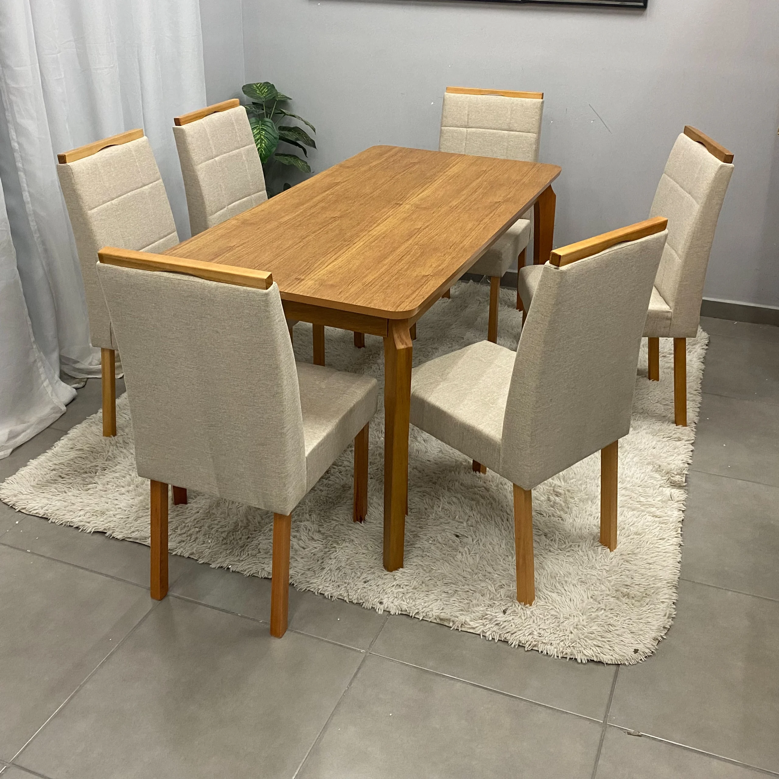 Mesa de Jantar Alegra 160x80cm Sem Vidro e 6 Cadeiras Giulia