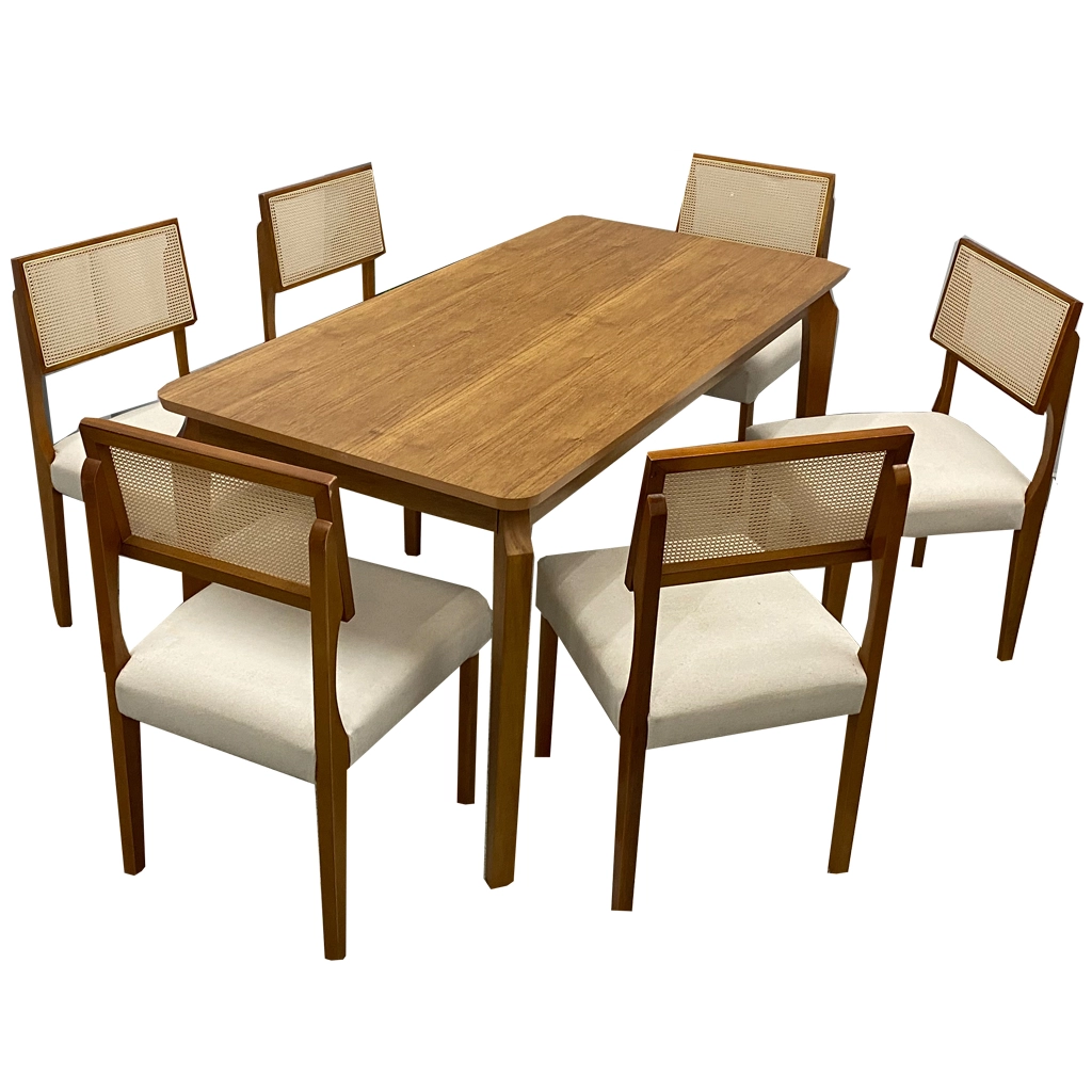 Mesa de Jantar Alegra 160x80cm Sem Vidro e 6 Cadeiras Grecia - Image 3