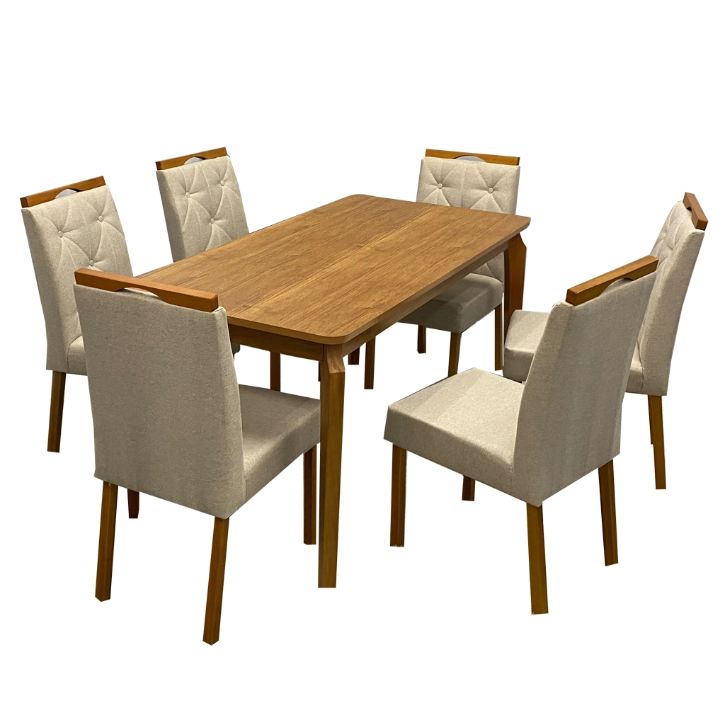 Mesa de Jantar Alegra 160x80cm Sem Vidro e 6 Cadeiras Jasmim - Image 2