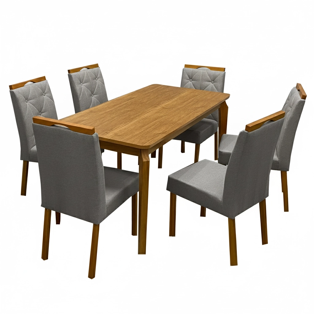 Mesa de Jantar Alegra 160x80cm Sem Vidro e 6 Cadeiras Jasmim - Image 5
