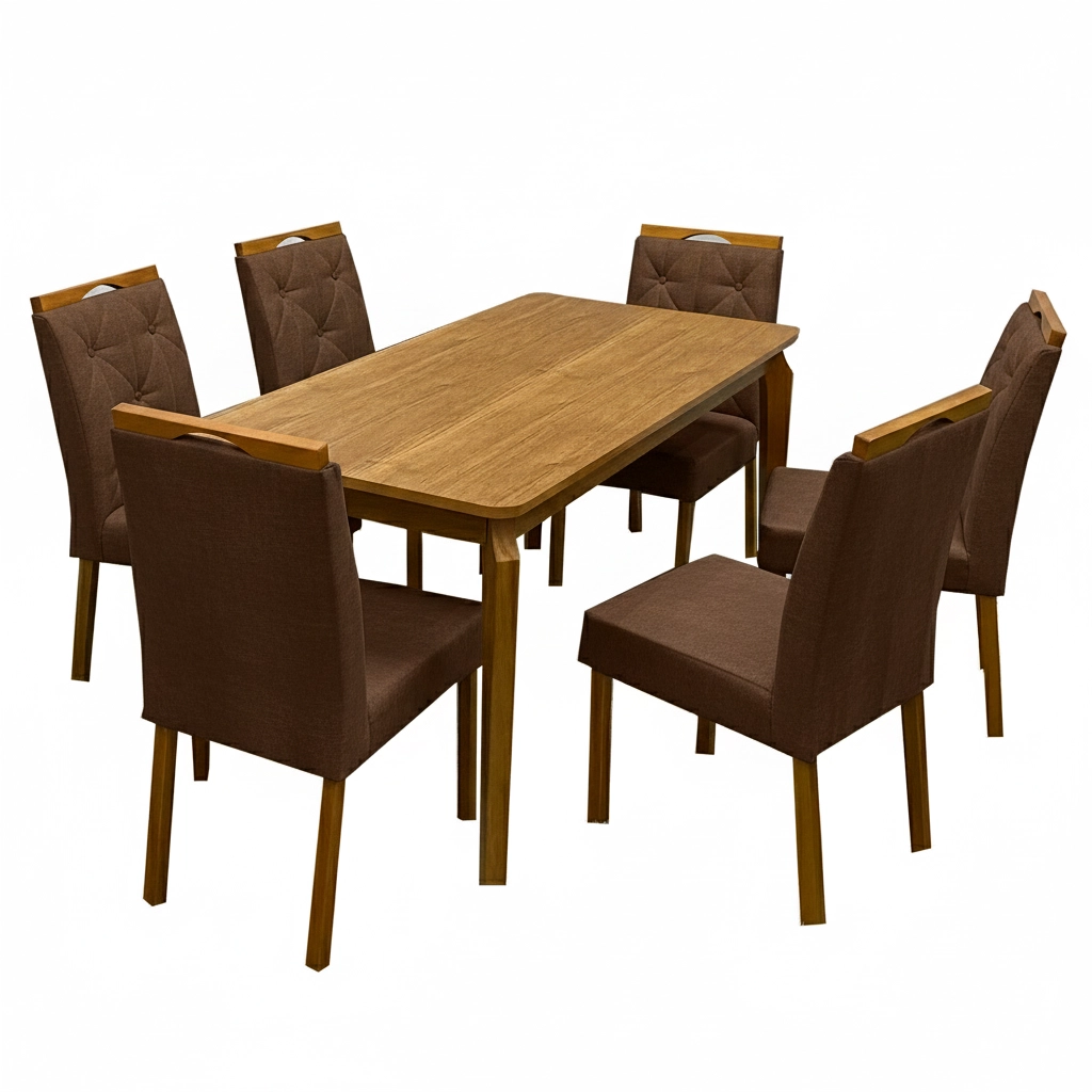 Mesa de Jantar Alegra 160x80cm Sem Vidro e 6 Cadeiras Jasmim - Image 4