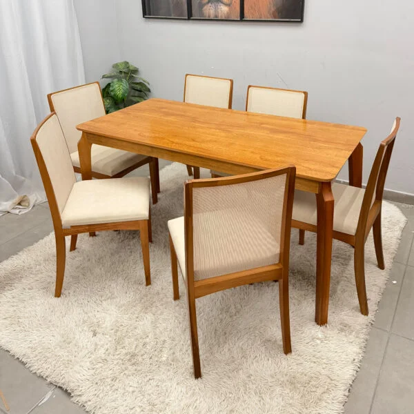 Mesa de Jantar Alegra 160x80cm Sem Vidro e 6 Cadeiras Lara Kappesberg