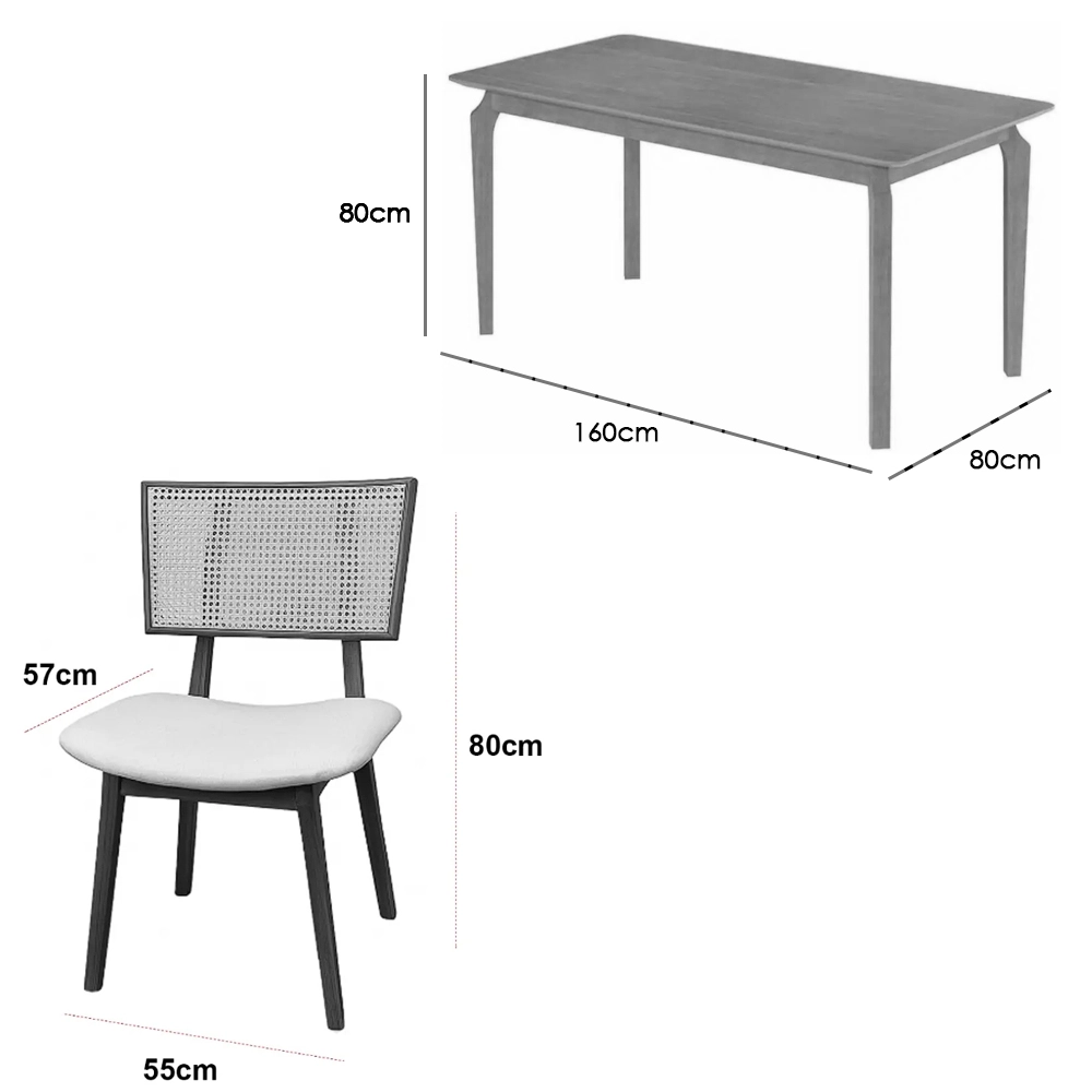 Mesa de Jantar Alegra 160x80cm Sem Vidro e 6 Cadeiras Livia - Image 3