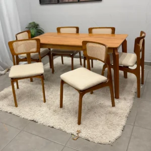 Mesa de Jantar Alegra 160x80cm Sem Vidro e 6 Cadeiras New Viena