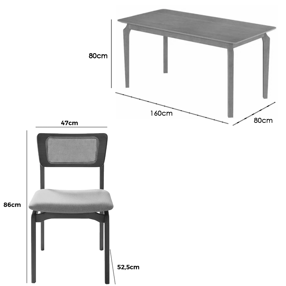 Mesa de Jantar Alegra 160x80cm Sem Vidro e 6 Cadeiras New Viena - Image 3