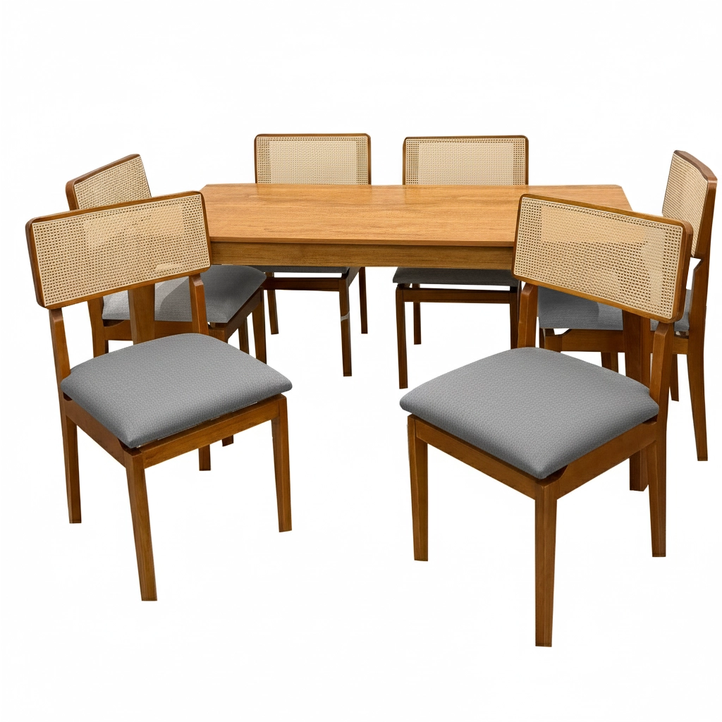 Mesa de Jantar Alegra 180x90cm Sem Vidro e 6 Cadeiras Canada - Image 2