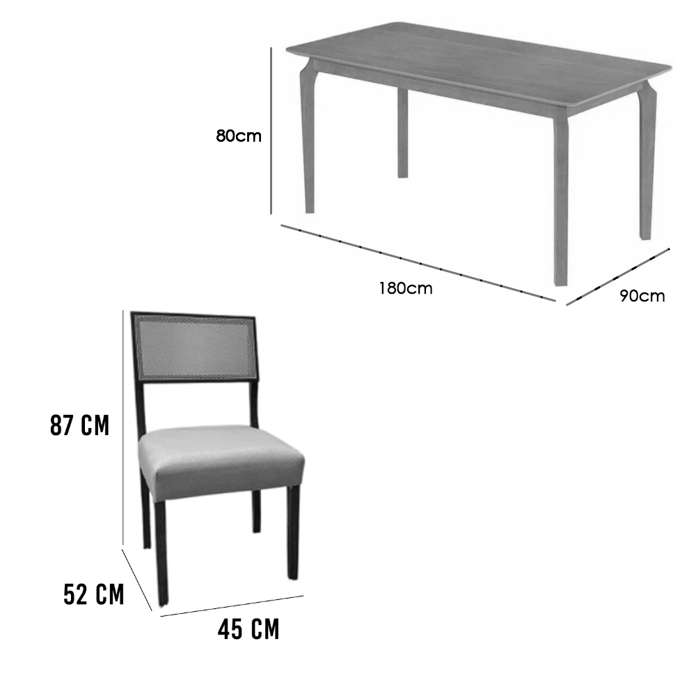 Mesa de Jantar Alegra 180x90cm Sem Vidro e 6 Cadeiras Grecia - Image 4
