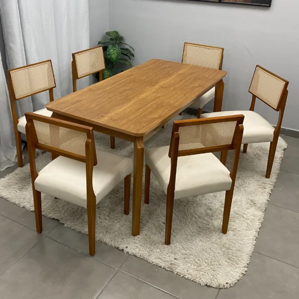 Mesa de Jantar Alegra 180x90cm Sem Vidro e 6 Cadeiras Grecia