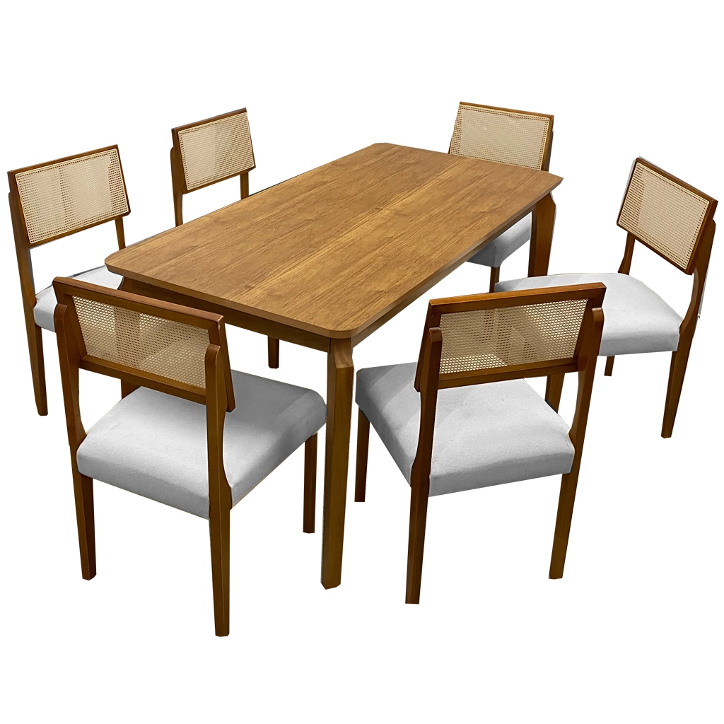 Mesa de Jantar Alegra 180x90cm Sem Vidro e 6 Cadeiras Grecia - Image 2