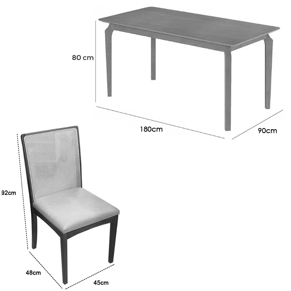 Mesa de Jantar Alegra 180x90cm Sem Vidro e 6 Cadeiras Livia - Image 3