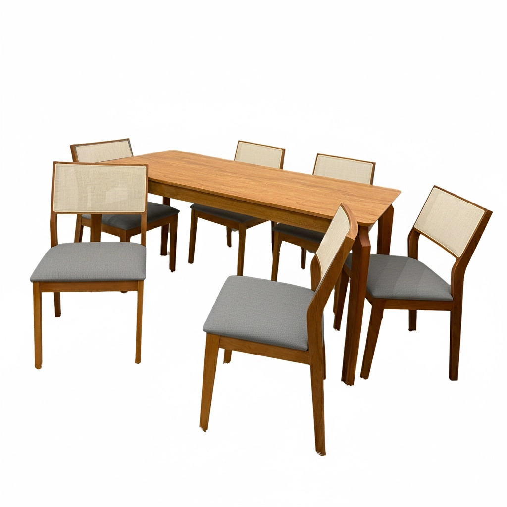 Mesa de Jantar Alegra 180x90cm Sem Vidro e 6 Cadeiras Oiti - Image 2