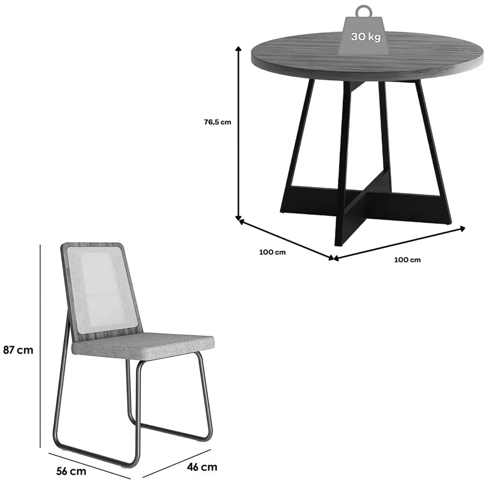 Mesa Atria 100 x 100 com 4 Cadeiras Wood Carraro - Image 3