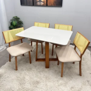 Mesa Bali 120 x 80 com 4 Cadeiras Diamante
