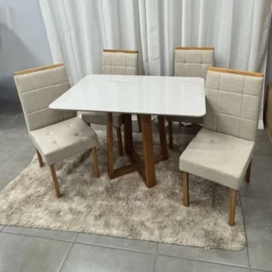 Mesa Bali 120 x 80 com 4 Cadeiras Giulia