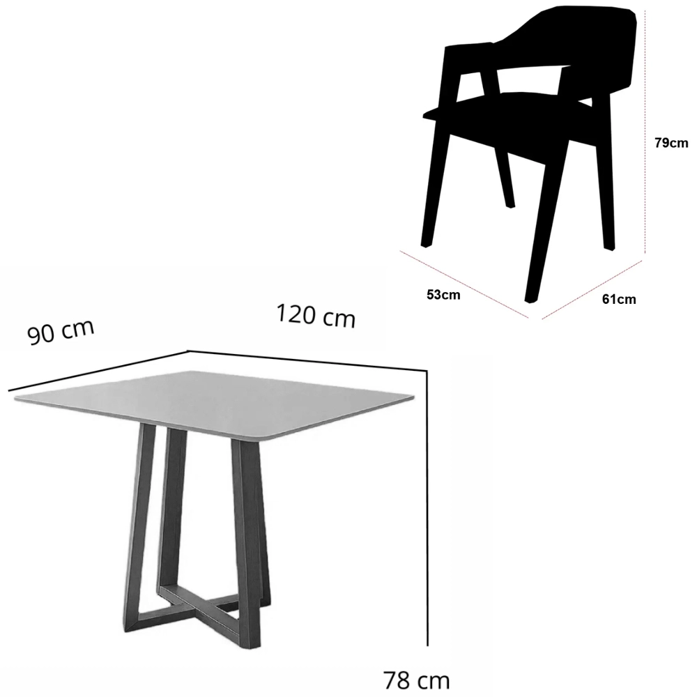 Mesa Bali 120 x 80 com 4 Cadeiras Pérola em Corino - Image 3