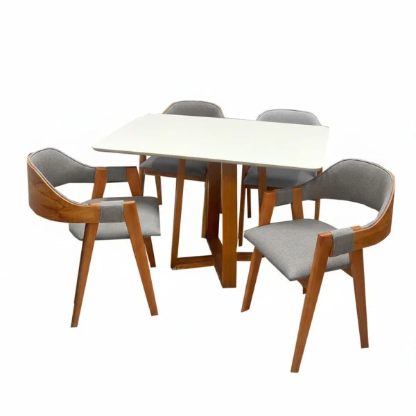 Mesa Bali 120 x 90 com 4 Cadeiras Pérola Linho - Image 2