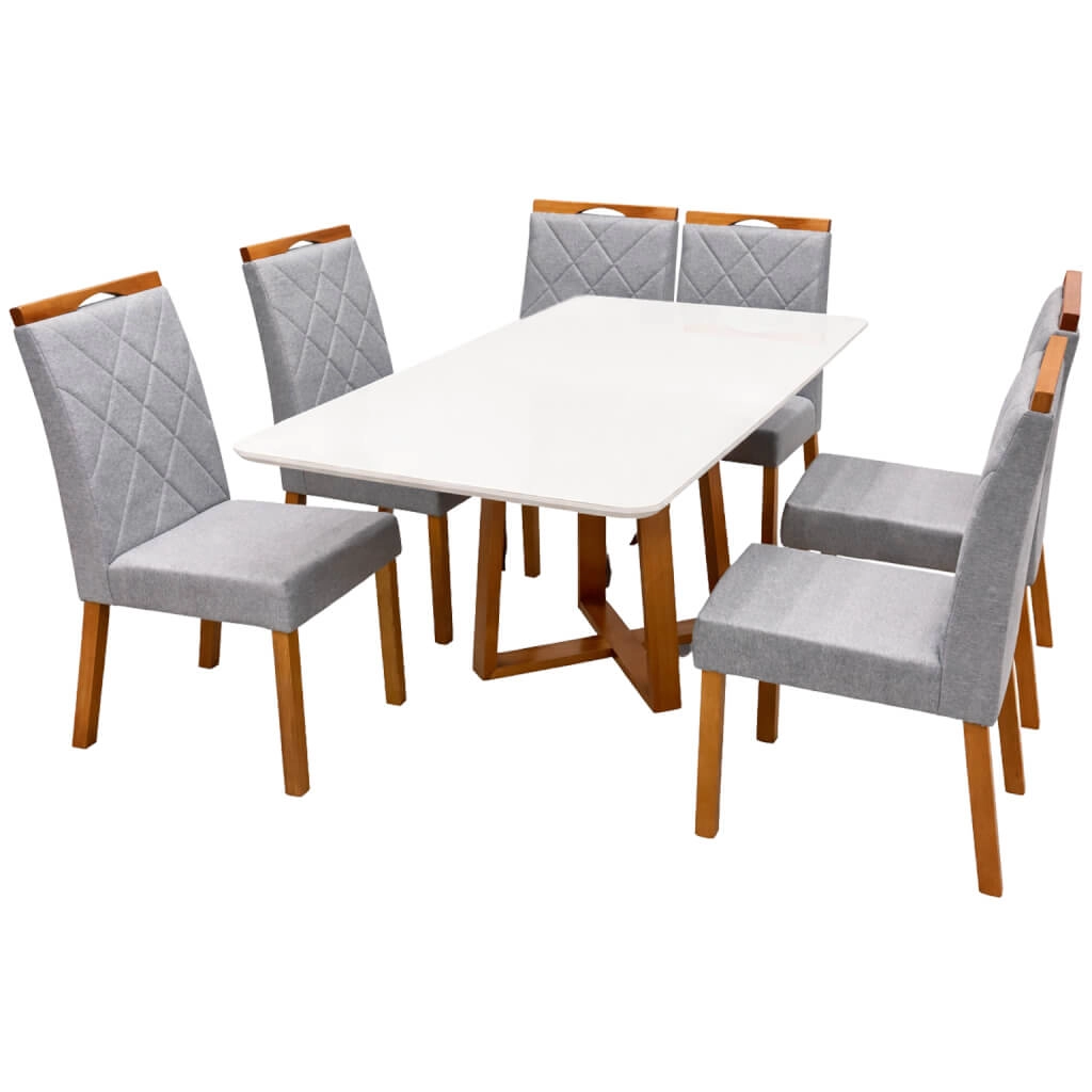 Mesa de Jantar Bali 160x80cm com Vidro e 6 Cadeiras California - Image 2