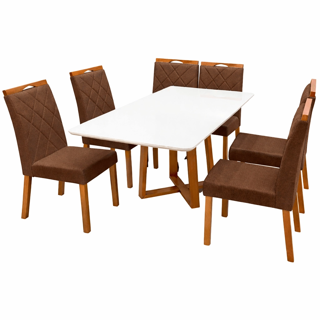 Mesa de Jantar Bali 160x80cm com Vidro e 6 Cadeiras California - Image 5