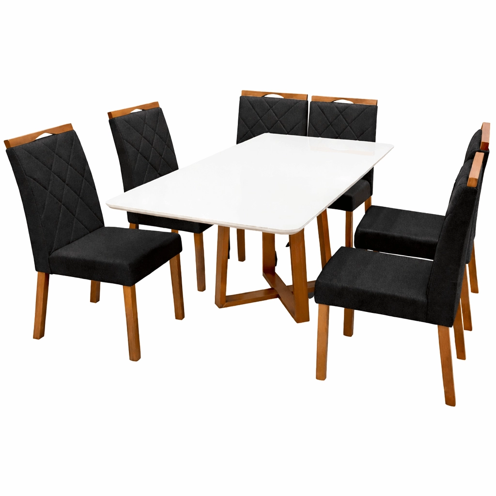 Mesa de Jantar Bali 160x80cm com Vidro e 6 Cadeiras California - Image 4