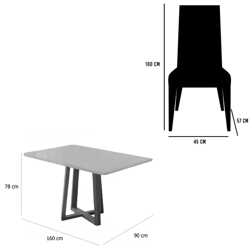 Mesa de Jantar Bali 160x80cm com Vidro e 6 Cadeiras Jasmim - Image 3