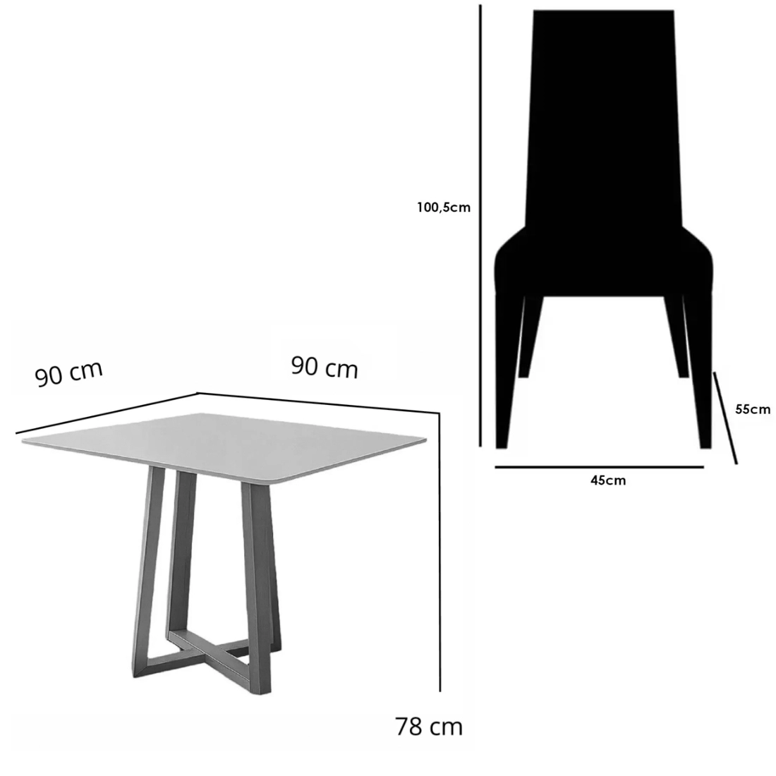 Mesa Balo 90 x 90 com 4 Cadeiras Califórnia - Image 4