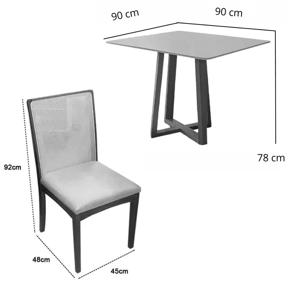 Mesa de Jantar Bali 90 x 90 com 4 Cadeiras Lara Kappesberg - Image 4