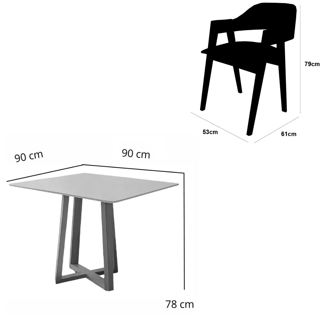 Mesa bali 90 x 90 com 4 Cadeiras Pérola Corino - Image 3
