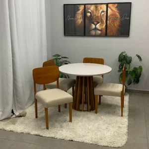 Mesa Berlim Redonda 100 x 100 Com 4 Cadeiras Barcelona