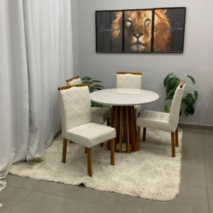 Mesa Berlim Redonda 100 x 100 com 4 Cadeiras California
