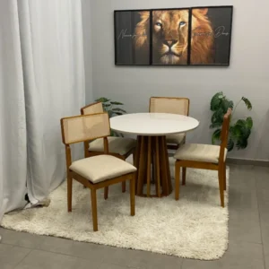 Mesa Berlim Redonda 100 x 100 com 4 Cadeira Canada